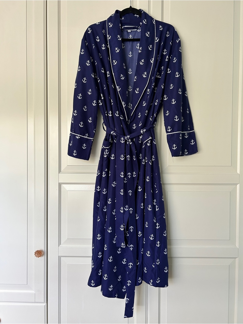 Jeffrey Banks Navy Anchor-Print Women's Robe - Comfort Wrap Robe